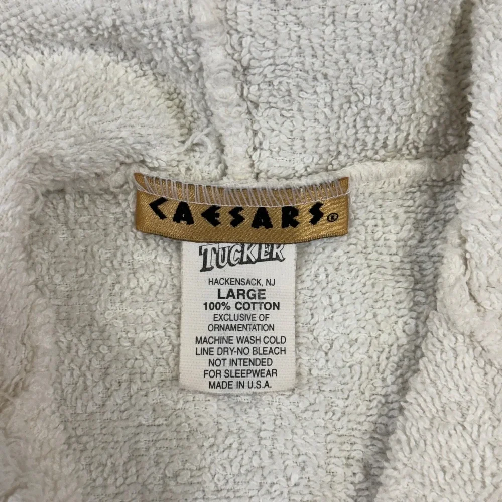 Vintage Caesars Palace Champ Hooded Terry Cloth Robe Kids Large White Red USA